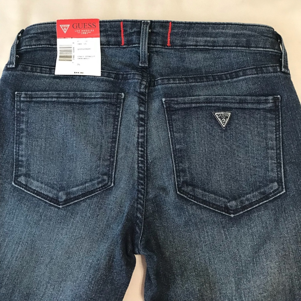 Dark wash straight cut jeans